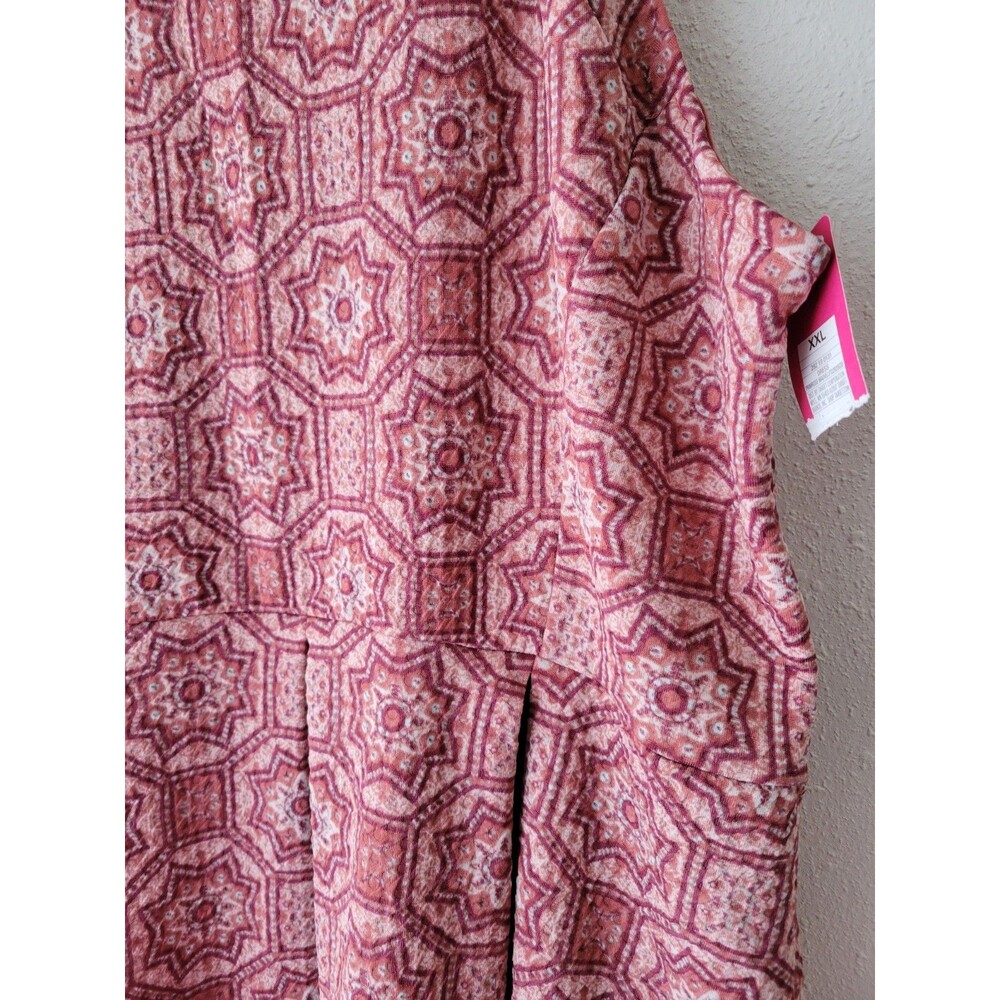 Pink Geometric Fit & Flare Dress Sleeveless Keyhole Back Boho Women's XXL NWT - Picture 5 of 7